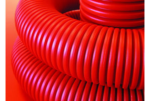 Труба  гибкая двухстенная для кабельной канализации д160мм, цвет красный  в бухте 50м с протяжкой