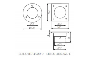 Светильник тротуарный светодиодный GORDO LED14 SMD-L, 0.7W, 6000K, квадратный