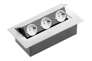 Встраиваемый удлинитель с выдвижными розетками 3хSCHUKO, без провода, белый