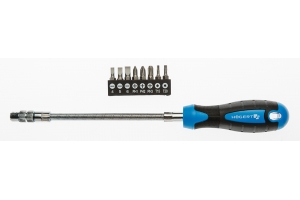 Отвертка с гибким стержнем и комплектом наконечников HT1S090