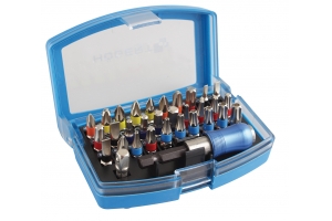 Набор бит с битодержателем 1/4", SL, PH, PZ, HEX, Torx, Torx c отверстием, 32 шт. HT1S400