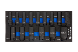 Набор ударных глубоких шестигранных головок 15 шт., ложемент EVA HT7G129