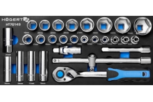 Набор инструментов с трещоткой 1/2", 27 шт., ложемент EVA HT7G149