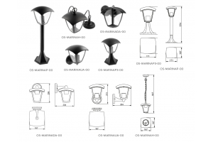 Светильник садовый подвесной MARINA-H, E27, черный