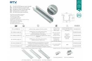 Алюминиевый профиль LED GLAX MINI врезной, высокий 12,5мм, 2м, серебристый