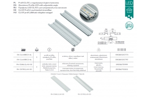 Алюминиевый профиль LED GLAX с регулировкой угла свечения, 2м, серебристый, внешний
