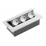 Встраиваемый удлинитель с выдвижными розетками 3хSCHUKO, без провода, белый