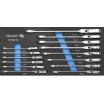 Набор  рожково-накидных ключей с трещоткой и шарниром 14 шт., HT7G147